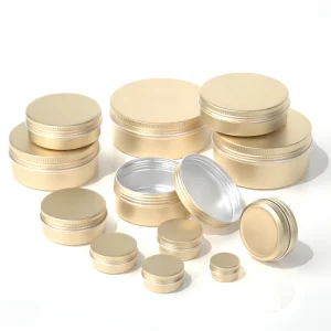 0.5oz 1oz 2oz 15ml 30ml 60ml 80ml 180ml Round Matte Gold Metal Tin Can Cosmetic Packaging Aluminum Tin Jar Metal Cans
