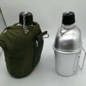 0.8L Aluminum Canteen with Cup for Outdoor Sports