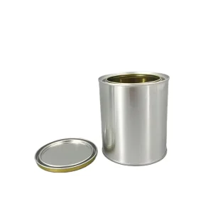 1 Gallon Round Empty Tin Can Paint Container With Lever Lid and Metal Handle