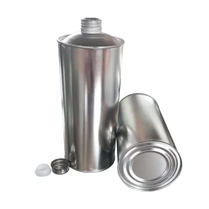 1 Liter Metal Tinplate Cone Top Custom Tin Can for Cleaning Agent with Plastic Stopper Screw Lid