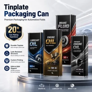 1 Liter Rectangular F Style Tin Can Empty Tinplate Motor Oil Can Lubricating Oil Metal Container Engine Oil Packaging Tin Can