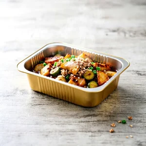 1.4L Disposable Rectangle Aluminum Foil Container with PP Foil Lid, Oven Safe