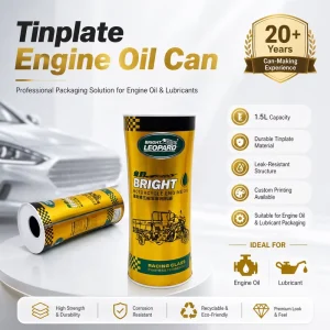 1.5 Liter Tinplate Lubricating Oil Can Empty Engine Oil Metal Tin Packaging Custom Print