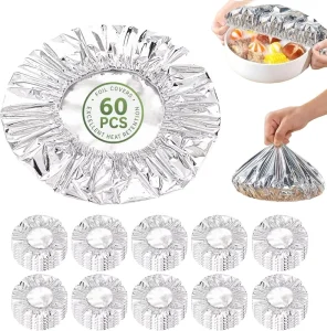 10-Piece Reusable Aluminum Foil Food Covers Insulated Elastic Kitchen Covers