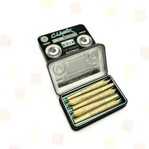 100% Recycling 4.15 Inches Hinged Rectangular Pre 5pcs Roll Child Proof Tin Box 0.5G Airtight Tamper Evident Metal Tin Case