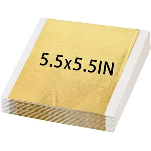 1000 Pieces Gold Leaf and Imitation Gold Foil Sheets, 5.5 x 5.5 Inches, Art and DIY Craft Decor