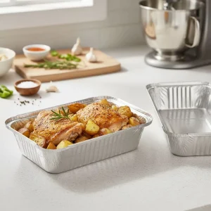 1000ml Aluminum Foil Container with Paper Lid and PET Lid for Takeaway Food Preparation