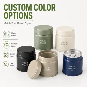 100ml Double-Lid Airtight Food Grade Metal Can for Matcha Green Tea Powder