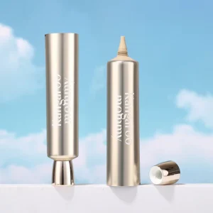 100ml Shiny Gold Point Nozzle Squeeze Tube with Rotating Metal Screw Lid