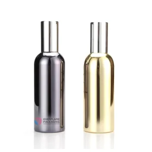 100ml metalization color aluminium bottle for perfume with pump and over cap