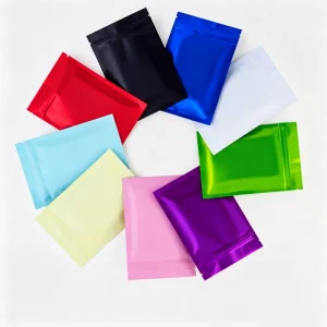 100pcs Matte Colored Metallized Foil Zipper Bags for Snack, Pet Food, Fishing Bait, Beauty Mask, and Sample Packaging