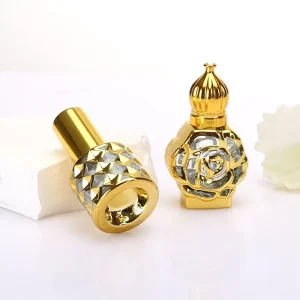 10ml Glass Essential Oil Bottle with Gold Metal Cap for Arabic Attar Oil
