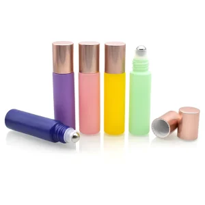 10ml Matte Frosted Glass Bottle Leakproof Portable Massage Oil Container with Rose Gold Metal Lid