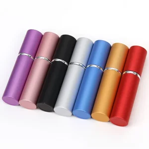 10ml Mini Aluminum Perfume Atomizer, Matte Finish, Refillable Travel Spray Bottle with Glass Collar