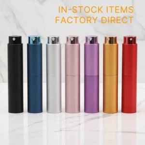 10ml Twist Refillable Cylinder Matte Metal and Glass Perfume Atomizer Bottle