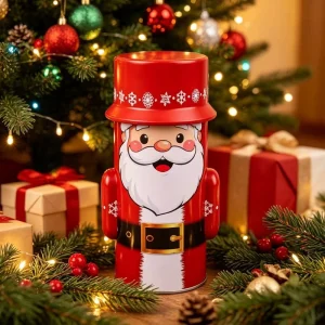11*H20cm Custom Christmas Themed Santa Claus snowman Shaped Metal Tin Cans