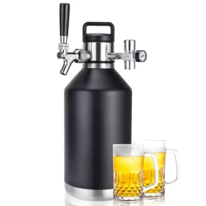 128 Oz 4L Mini Keg 304 Stainless Steel Pressurized Beer Growler with Pressure Display Tap System