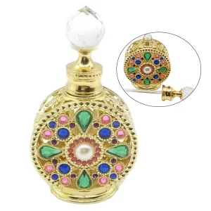 12ml Unique Dubai Arabic Style Metal Essential Oil Attar Perfume Glass Bottles With Glass Stick
