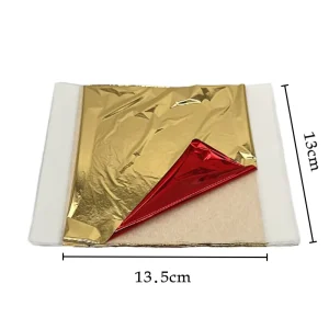 13 x 13.5 cm Chinese Red and Gold Gilding Paper Alloy Gold and Silver Leaf Foil Sheets