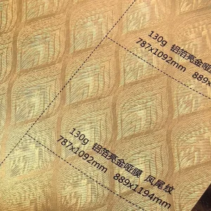 130g Metallized Paper Coated Matte Gold Embossed Texture Foil Laminated Gift Box Linings