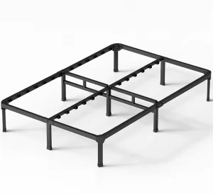 14 Inch Single Bed Frame with Mattress Slip Plug Single Black Basic Anti Squeaking Steel Strip Metal Platform