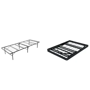 14 Inches Storage Platform Mattress Foundation Bed Base Queen Size Metal Folding Bed Frame