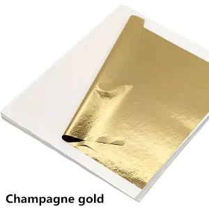 14 x 14 cm Taiwan Champagne Gold Foil Imitation Gold Leaf Sheets for Furniture, Crafts, and Decoration