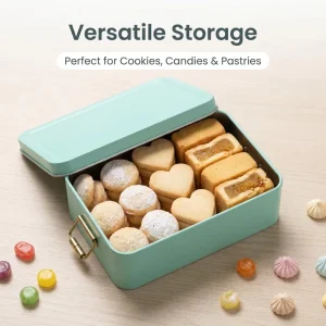 145x110x55mm Food Grade Lock Tinplate Rectangle Box with Custom Silk Screen Printing for Cookies Pineapple Cake Candy