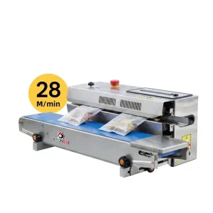 150-12S Fully Automatic Mini Commercial Horizontal Heat Sealing Machine for Tea and Snacks, Stainless Steel Continuous Sealer