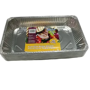 15Pack Full Size Pans Deep Trays 9700ml 21*13″ 525*325*78mm Disposable Food Grade Foil Containers with Foil Lid