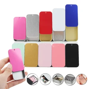 16ml Metal Rectangular Empty Mini Tin Box for Jewelry Pill Cases Portable Small Cosmetic Container Storage Box for Candy