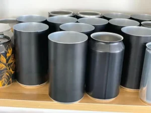16oz 473ml Round Black Aluminum Beverage Can, Matte Printed, Food-Grade, Recyclable, BPA-Free