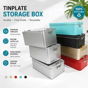 185 x 105 x 65mm Food Grade Tinplate Tiramisu Box for Cake, Candy, Dessert, Fruit, and Snacks