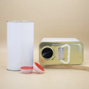1L Empty Tinplate Metal Can for Brake Oil, Lubricant, and Paint, Rectangular Square Shape