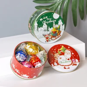 1pcs Christmas Gift Box Metal Tin Candy Cookie Packaging Box Containers Kids New Year Gift Decor Xmas Party Supplies