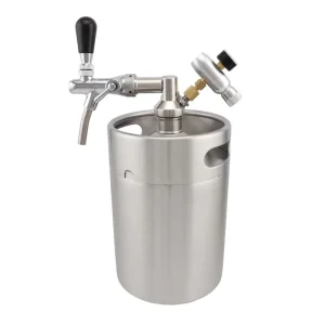 2 3.6 4 5L Stainless Steel Mini Keg With Draft Tap and Co2 for Craft Beer Dispenser System Home Brew Beer Growler Spear
