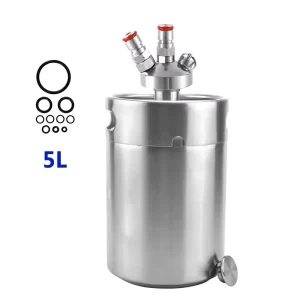 2 3.6 5L Mini Keg with Ball Lock Spear Carbonating Cap Stainless Steel 304 Single Wall Portable Picnic Barrels Homebrew Beer Keg