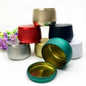 2 oz, 4 oz, and 8 oz Tin Candle Jars, White, Red, Matte Black, and Gold, Empty Mini Tea Candle Metal Tins with Lids