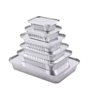 2.25LB Biodegradable Food Grade Foil Tray Aluminium Take Away Prefabricated Vegetable Packaging Food Packaging Foil Container