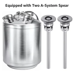 2.5 Gallon 10L Stainless Steel 304 Cleaning Keg 1 2 3 4 Heads A G S D Beer Spear Connections for Beer Line System Cleaning Kit