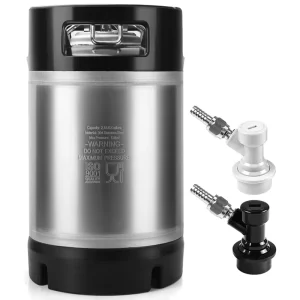 2.5 Gallon 9.5L Stainless Steel Corny Beer Keg with Rubber Handle Leak-Proof Lid for Home Brewing