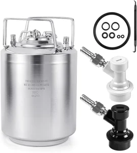 2.5 Gallon Stainless Steel Ball Lock Corny Beer Keg with Double Ball Lock Posts for Draft Craft Beer and Cold Brew