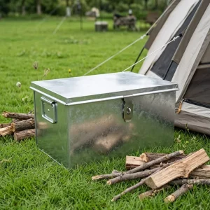 20 Inch Metal Storage Box with Lid and Lock 30L Rectangular Capacity for Household Tool Organization Large 22” for Storage