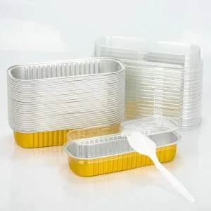 200ml Oven-Safe Disposable Aluminum Foil Rectangle Pan for Mini Cakes, Food Grade
