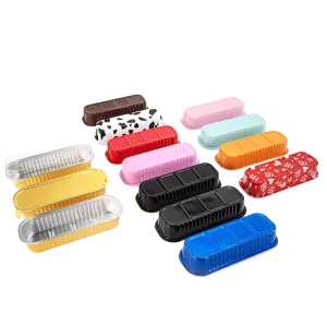 200ml Rectangle Disposable Aluminum Foil Tray Eco Friendly Food Grade Oven Safe Mini Cake Baking Container for Bakery Takeaway