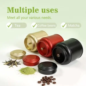 200pcs Custom Food Grade Tinplate Metal Tea Tins Airtight Canisters with 2 Lids for Matha Candy Cookies Nuts and Chocolate