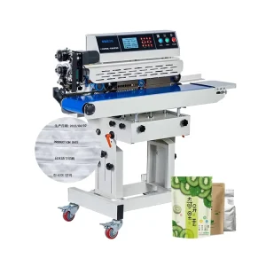 210AD Semi-Automatic Continuous Band Sealer with Ribbon Coding for Foil Film Bags and Pouches