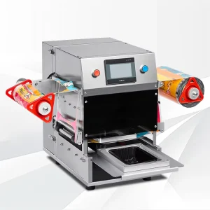 220V Pneumatic Tabletop Tray Sealing Machine for Food Packaging with Plastic Film and Aluminum Foil