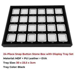 24 Grid White Metal Box Organizer for Gem Market High Capacity Snap Button Metal Box Tray