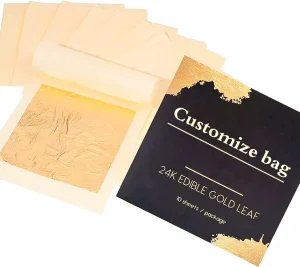 24k Artificial Taiwan Edible Gold Leaf Metal Foil Transfer Stamping Offset Square Shape Anti aging Vegan Cruelty for Art